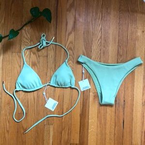 Selling a never been worn Monday Swimwear bikini bottom in Olive Crinkle. Size P